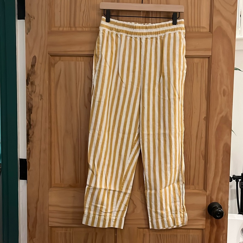 Madewell linen/cotton wide-leg striped pants
